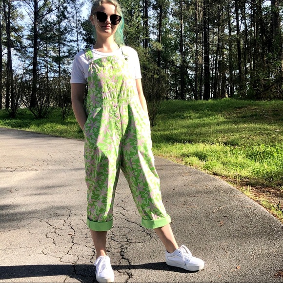 Lilly Pulitzer Pants - Vintage Lilly Pulitzer Pink & Green Overalls